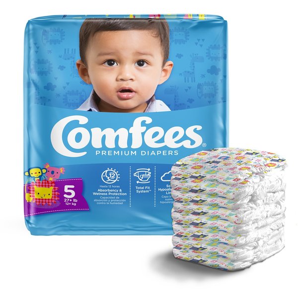 Comfees Baby Diaper Size 5, Over 27 lbs., PK 108 CMF-5